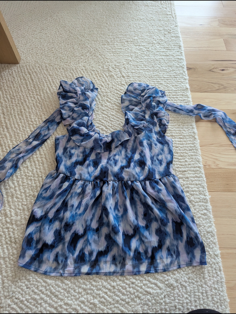 Banana Republic Blue Print Ruffle Tie-Shoulder Camisole